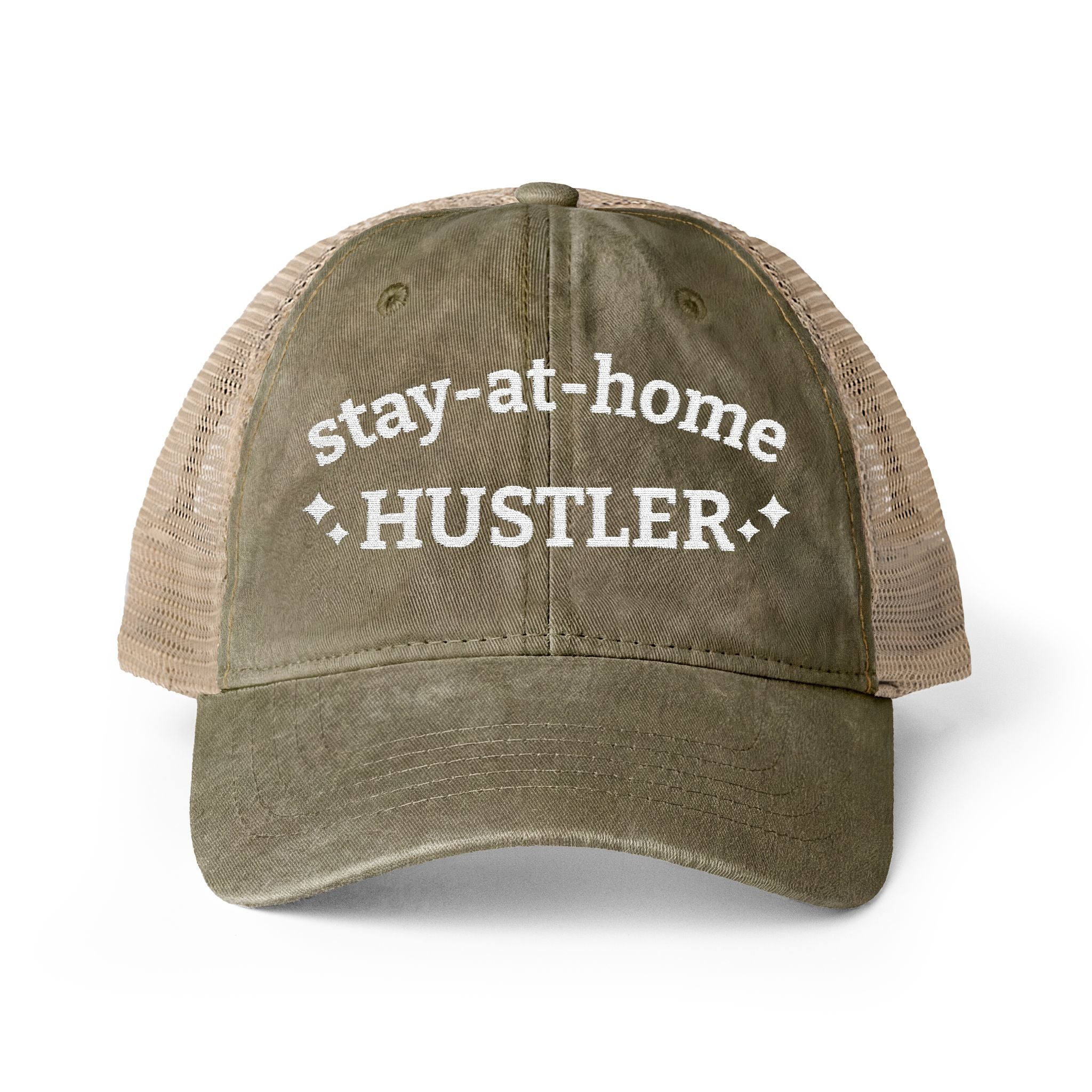 Women's Washed Mesh-Back Cap - Stay-at-home Hustler