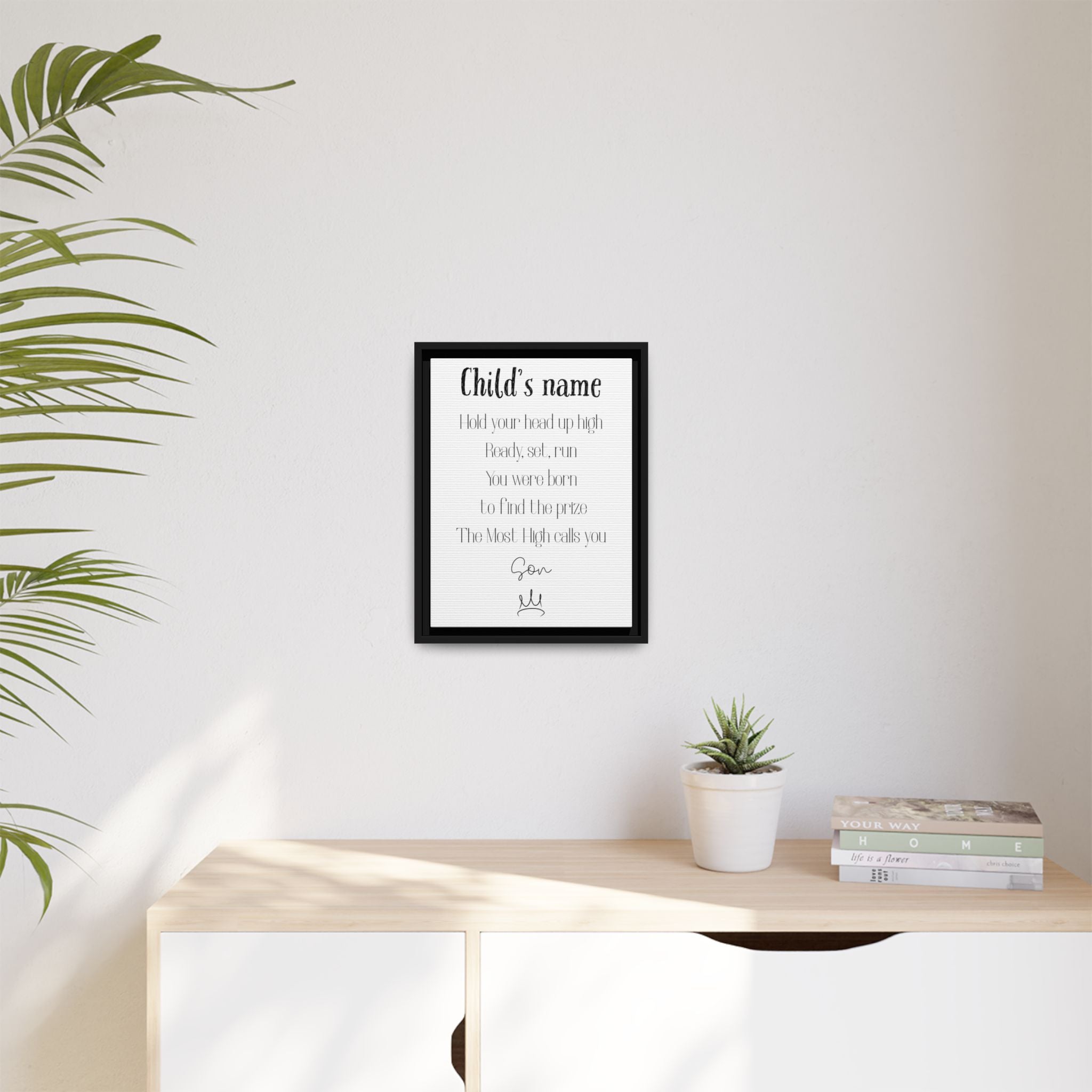 Customizable Matte Canvas, Framed - Hold Your Head Up High (Boy)