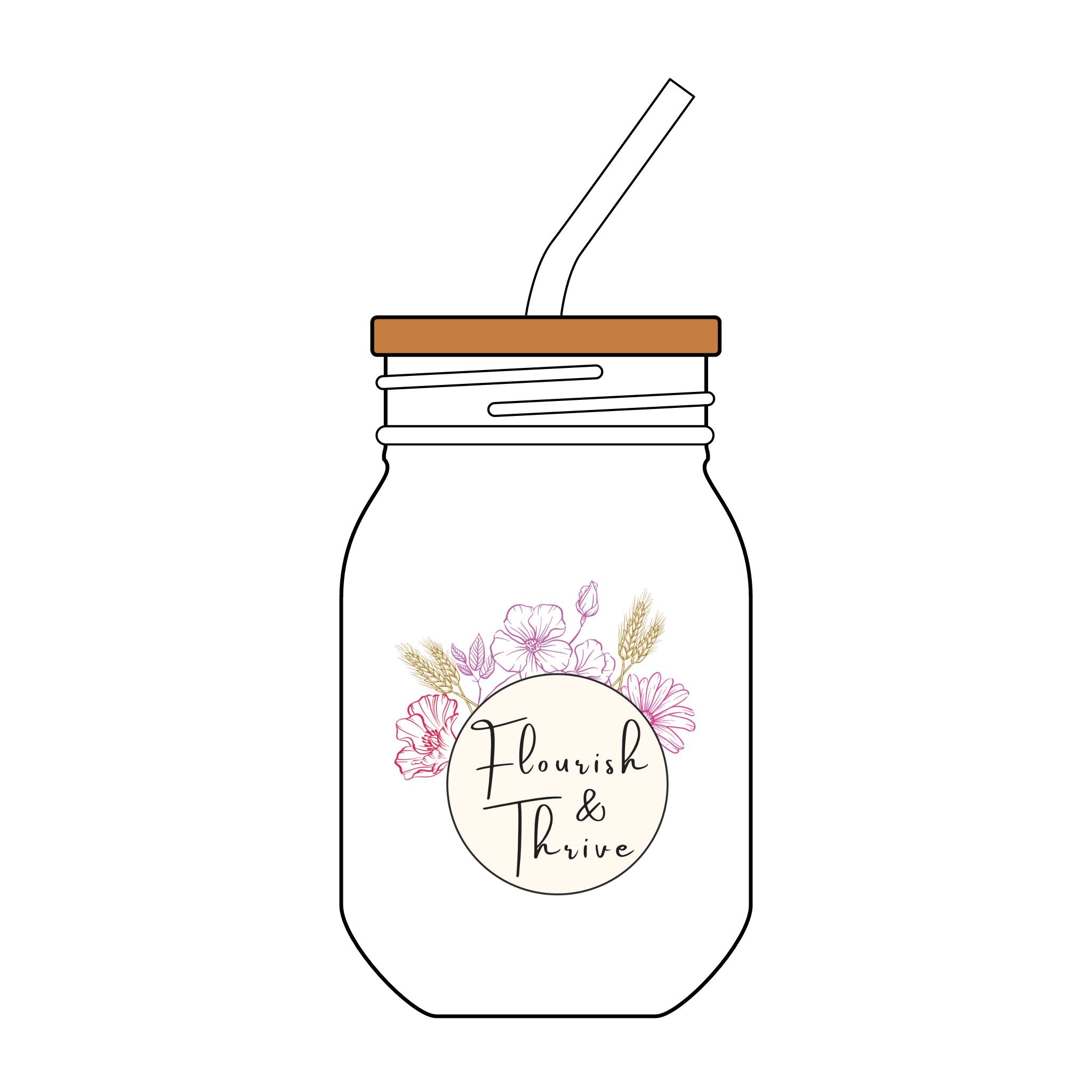 Sipper Glass with Straw, 16oz - Flourish & Thrive