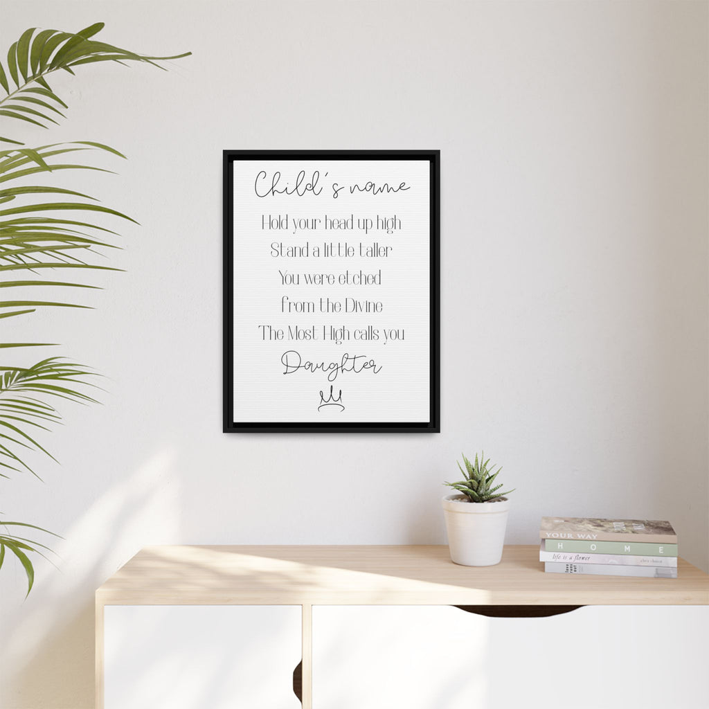 Customizable Matte Canvas, Framed - Hold Your Head Up High (Girl)