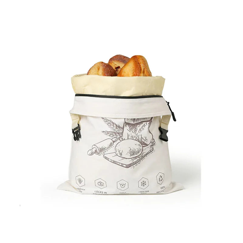 Snap-on zipper beeswax bread bag reusable food-grade sandwich beeswax bread bag