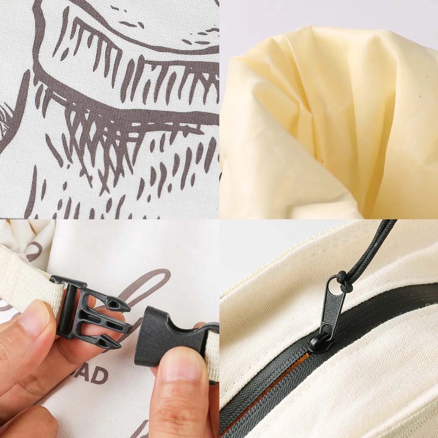 Snap-on zipper beeswax bread bag reusable food-grade sandwich beeswax bread bag