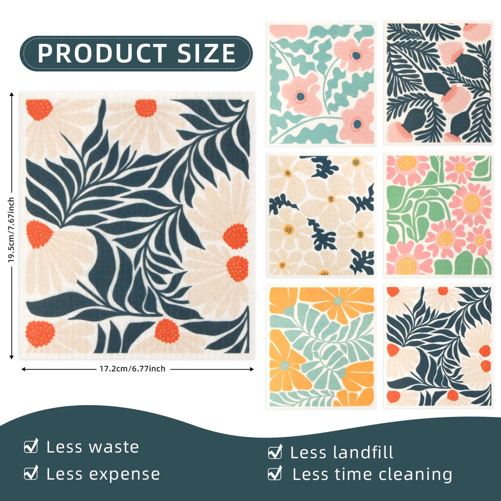 Swedish Dishcloths (Set of 6) - Abstract Flowers