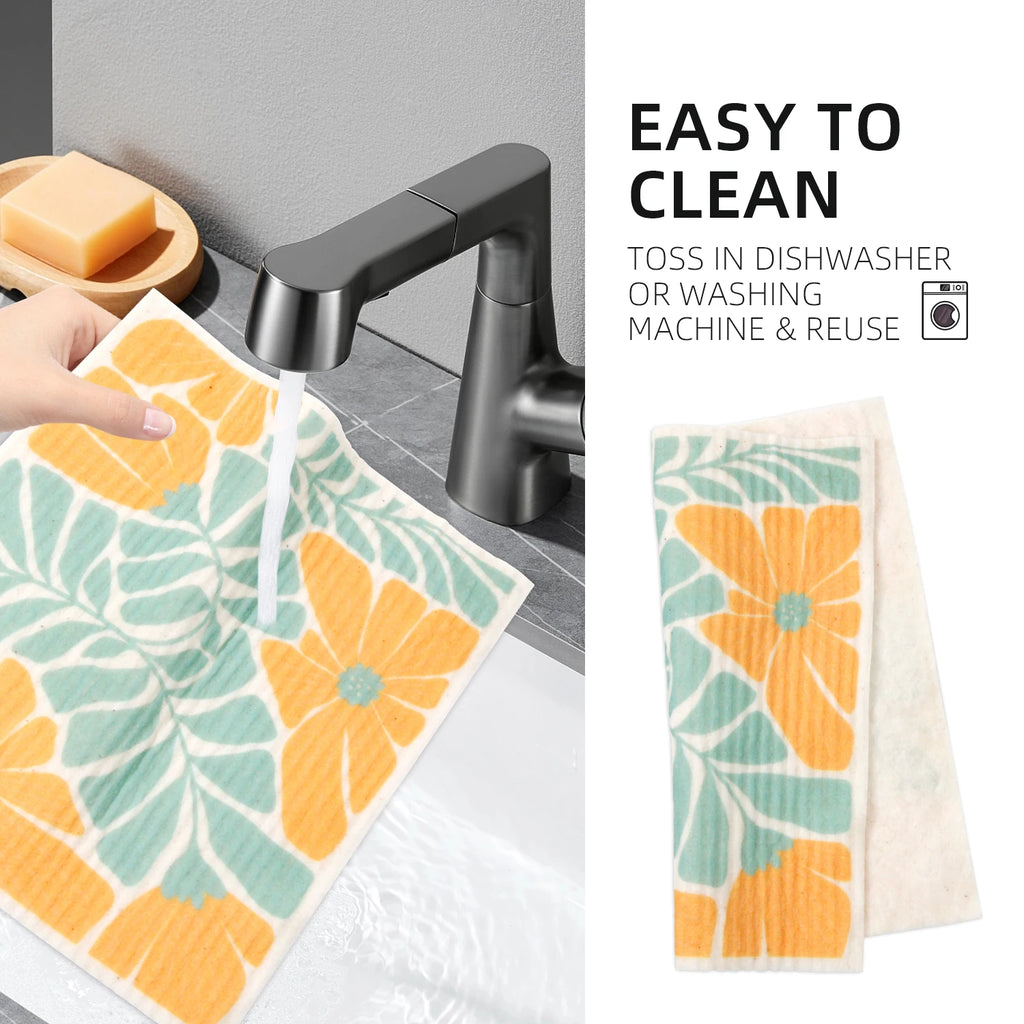 Swedish Dishcloths (Set of 6) - Abstract Flowers