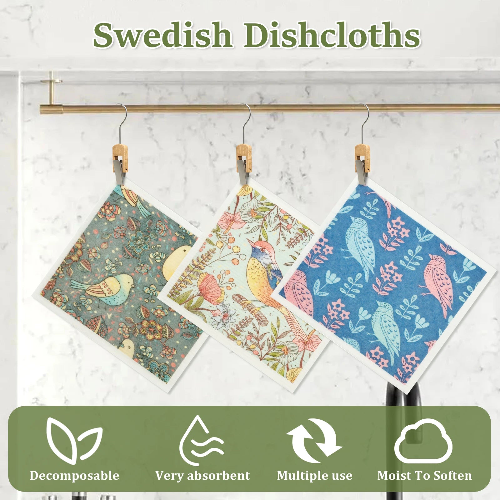 6/12Pcs Reusable Swedish Dishcloths