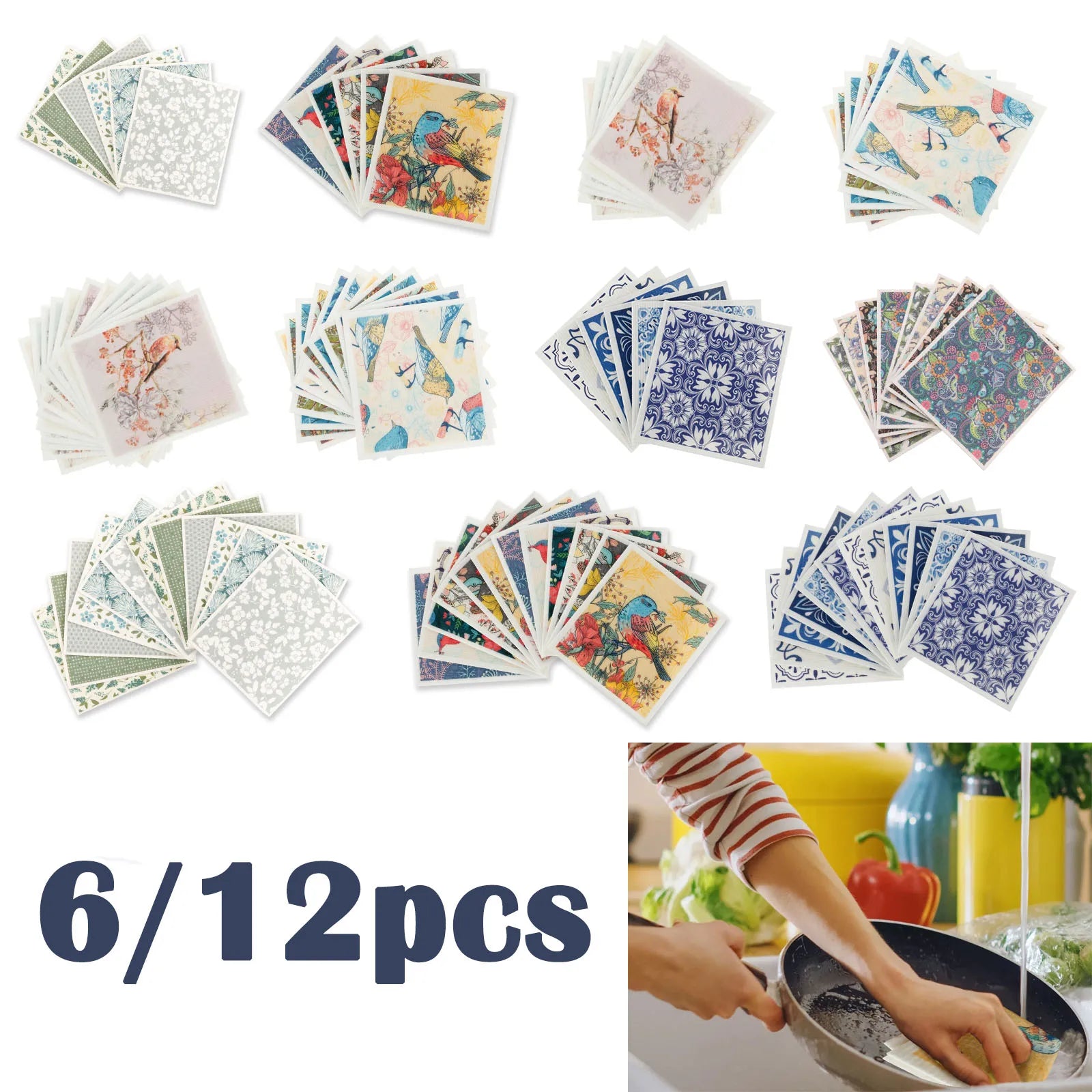6/12Pcs Reusable Swedish Dishcloths